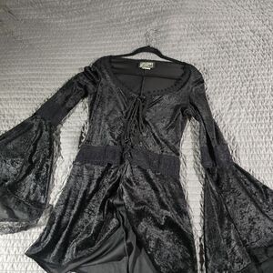 Black Velvet Bell Sleeve Top
